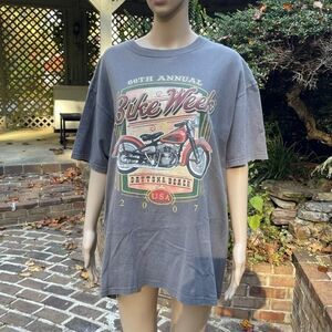 Daytona Beach Bike Week Shirt Mens XL Gray 2007 66th Annual Motorcycle Graphic